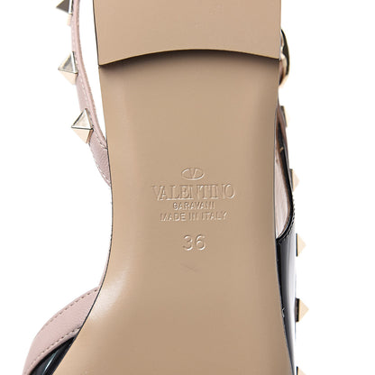 Valentino Garavani Patent Rockstud Slingback Flats 36 Black Poudre 7 of 9