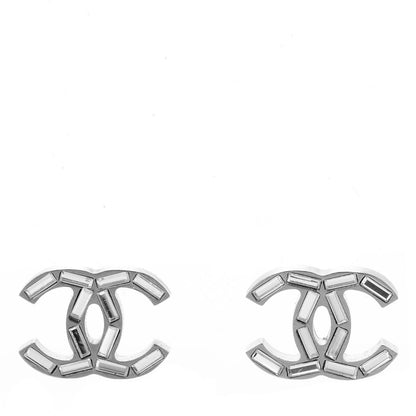Chanel Baguette Crystal CC Earrings Silver 1 of 4