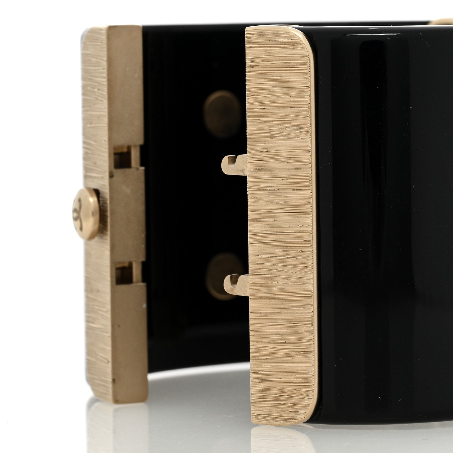 Chanel Resin CC Cuff Bracelet Gold Black 4 of 5