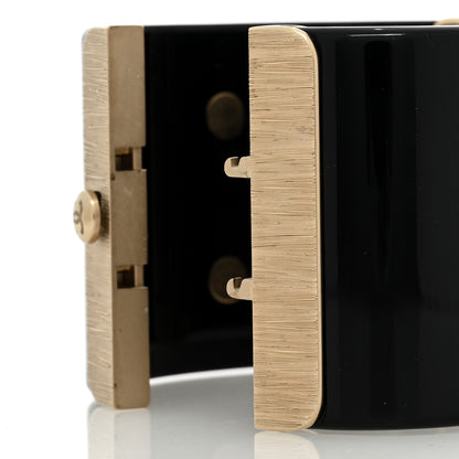 Chanel Resin CC Cuff Bracelet Gold Black 4 of 5