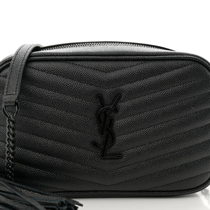 Saint Laurent Grain De Poudre Matelasse Monochrome Monogram Mini Lou Camera Bag Black 8 of 10