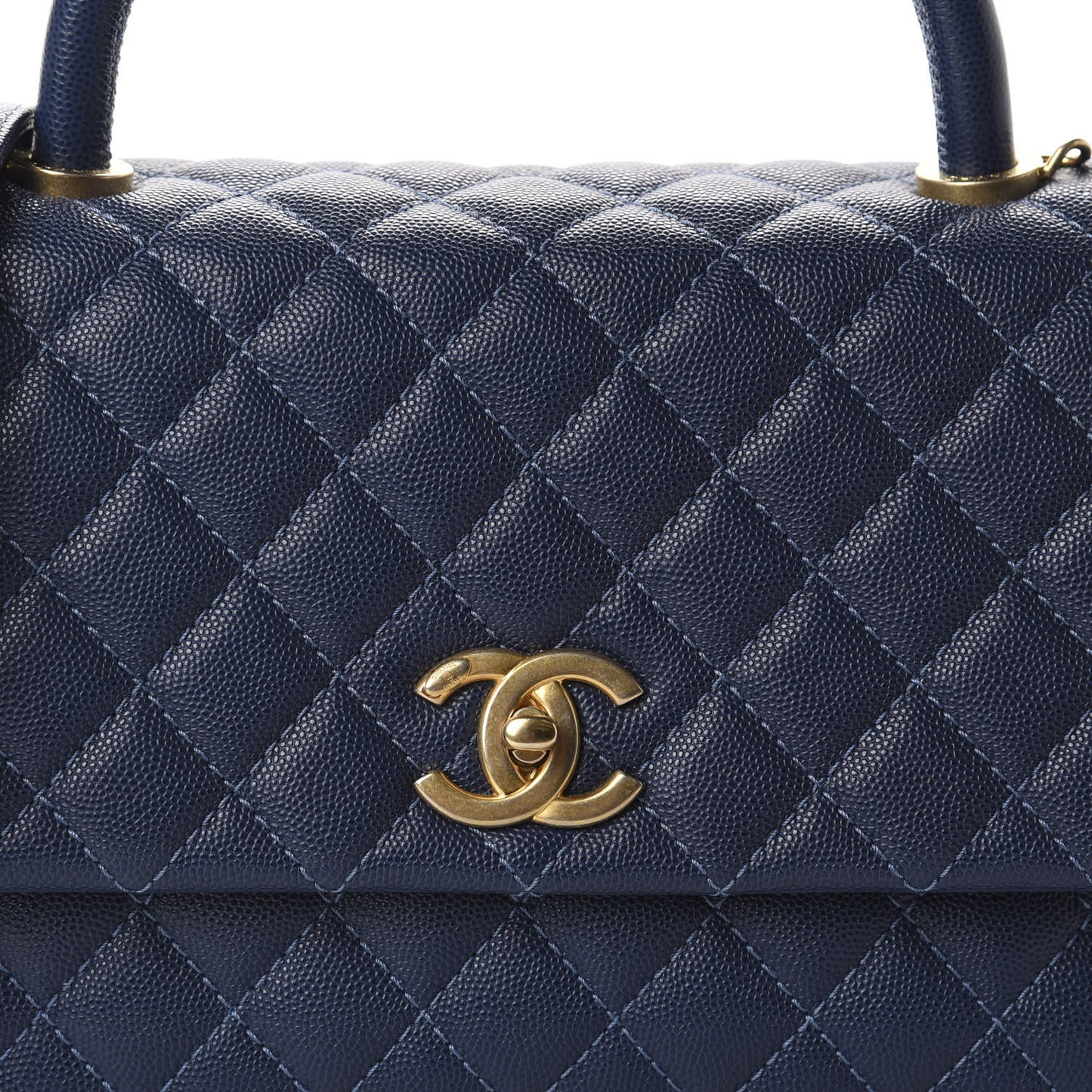 Caviar Quilted Small Coco Handle Flap Blue