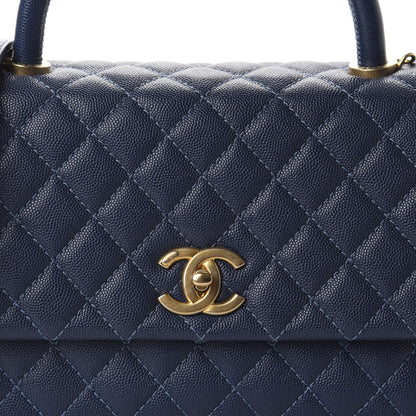 Chanel Caviar Quilted Small Coco Handle Flap Blue 10 of 11