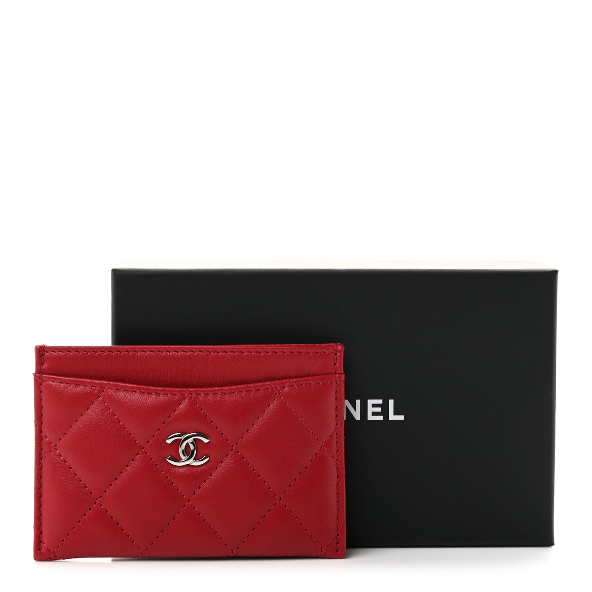 Chanel Lambskin Quilted Card Holder Red 9 of 9