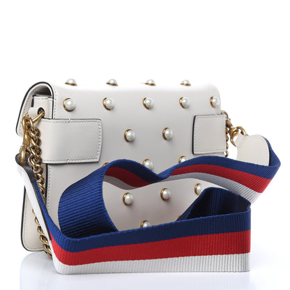Gucci Nappa Pearl Studded Mini Queen Margaret Broadway Shoulder Bag Mystic White 3 of 9