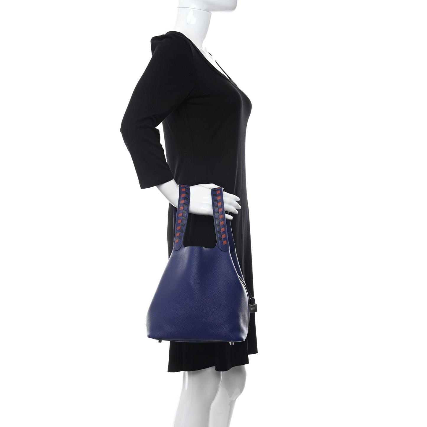 Epsom Tressage De Cuir Picotin Lock 22 MM Bleu Encre Brique Black