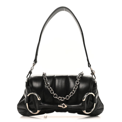 Gucci Nappa Vertical Matelasse Small Maxi Horsebit Chain Shoulder Bag Black 1 of 9