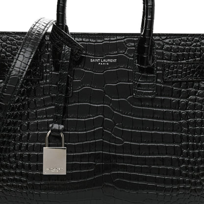 Saint Laurent Calfskin Crocodile Embossed Nano Sac De Jour Black 7 of 11