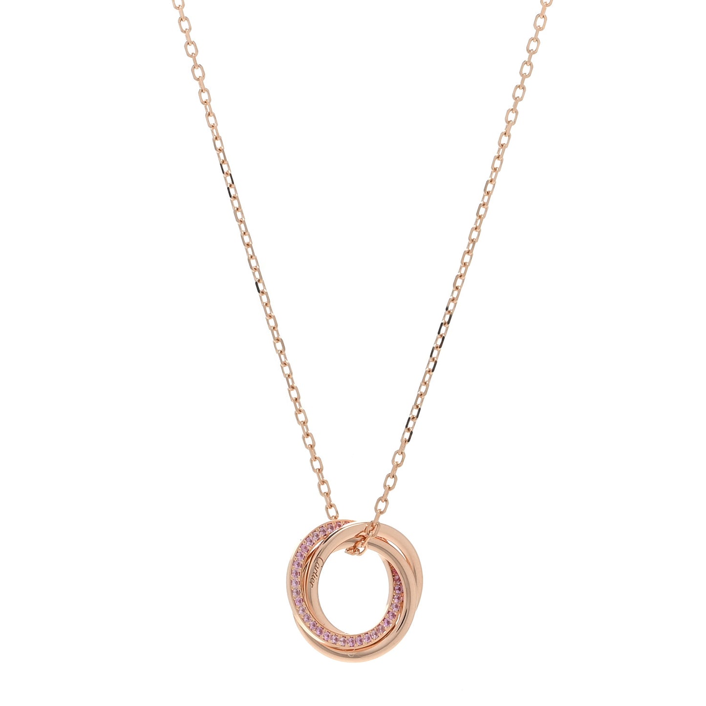 18K Pink Gold Pink Sapphire Trinity Pendant Necklace