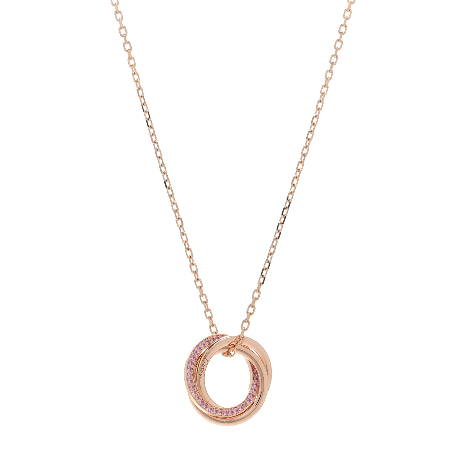 Cartier 18K Pink Gold Pink Sapphire Trinity Pendant Necklace 1 of 4