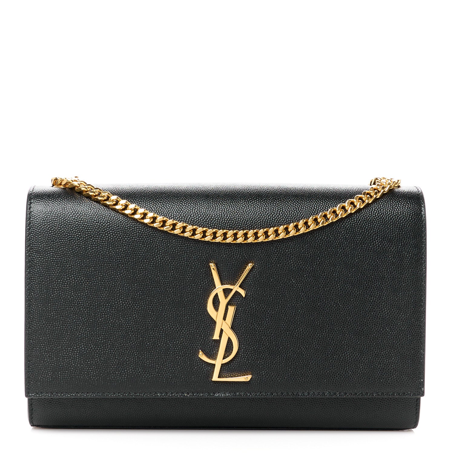 Saint Laurent Grain De Poudre Medium Monogram Kate Satchel Black 1 of 12