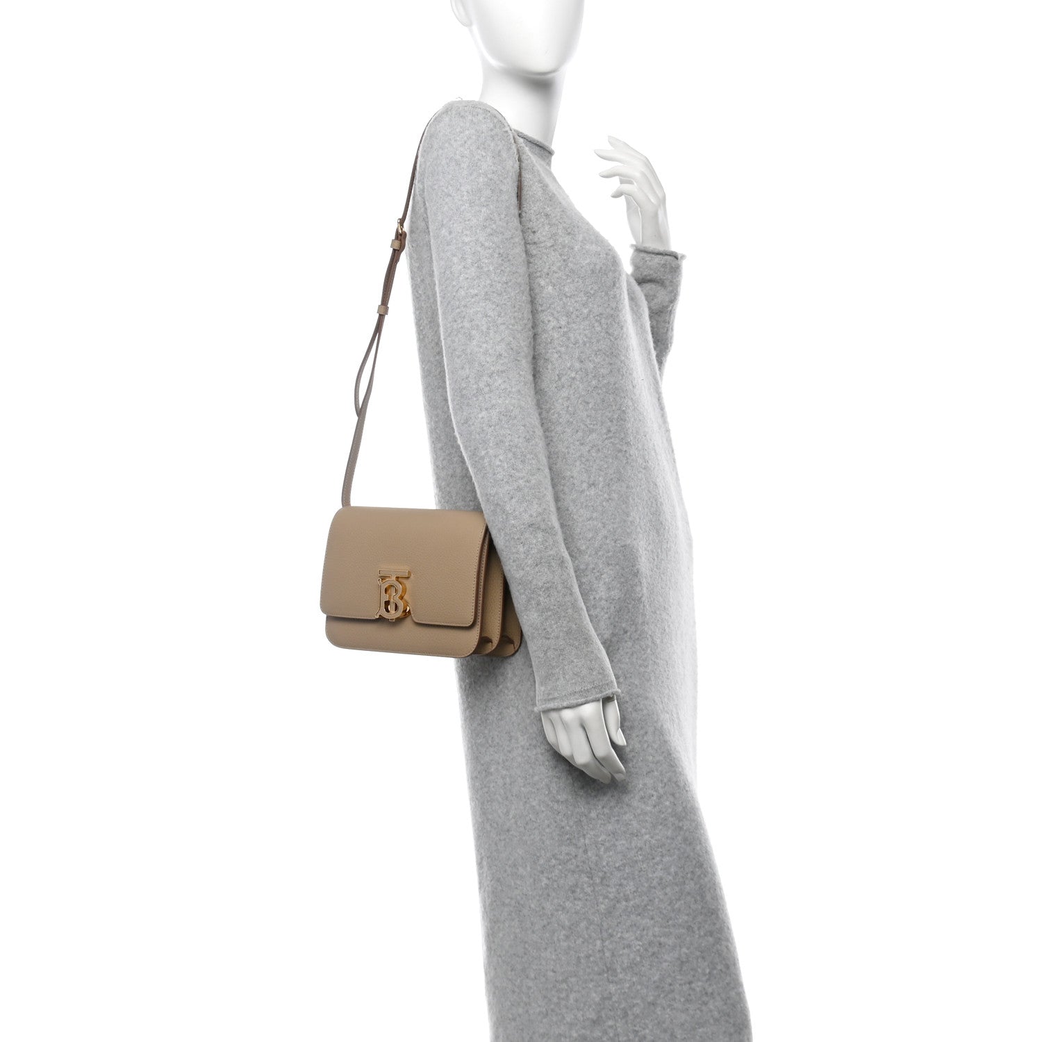 Burberry Grained Calfskin Small TB Bag Oat Beige 2 of 10