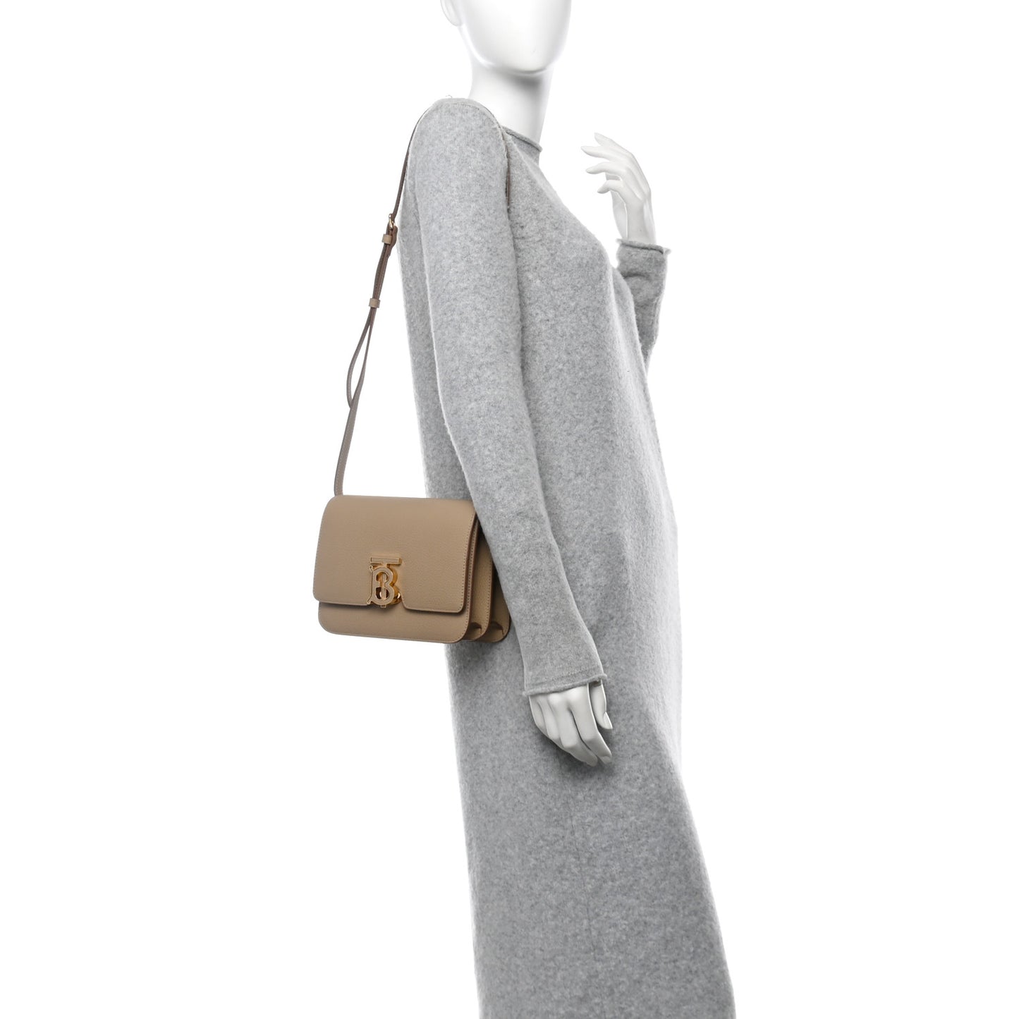 Grained Calfskin Small TB Bag Oat Beige