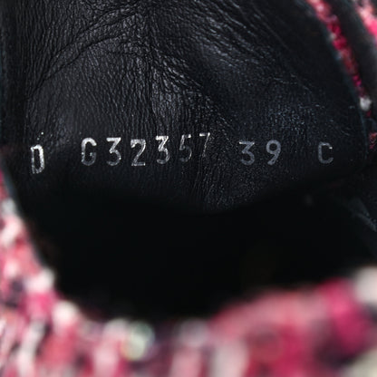 Chanel Tweed Grosgrain Sequin Pearl Lace Up Sneakers 39 Black Pink 7 of 7