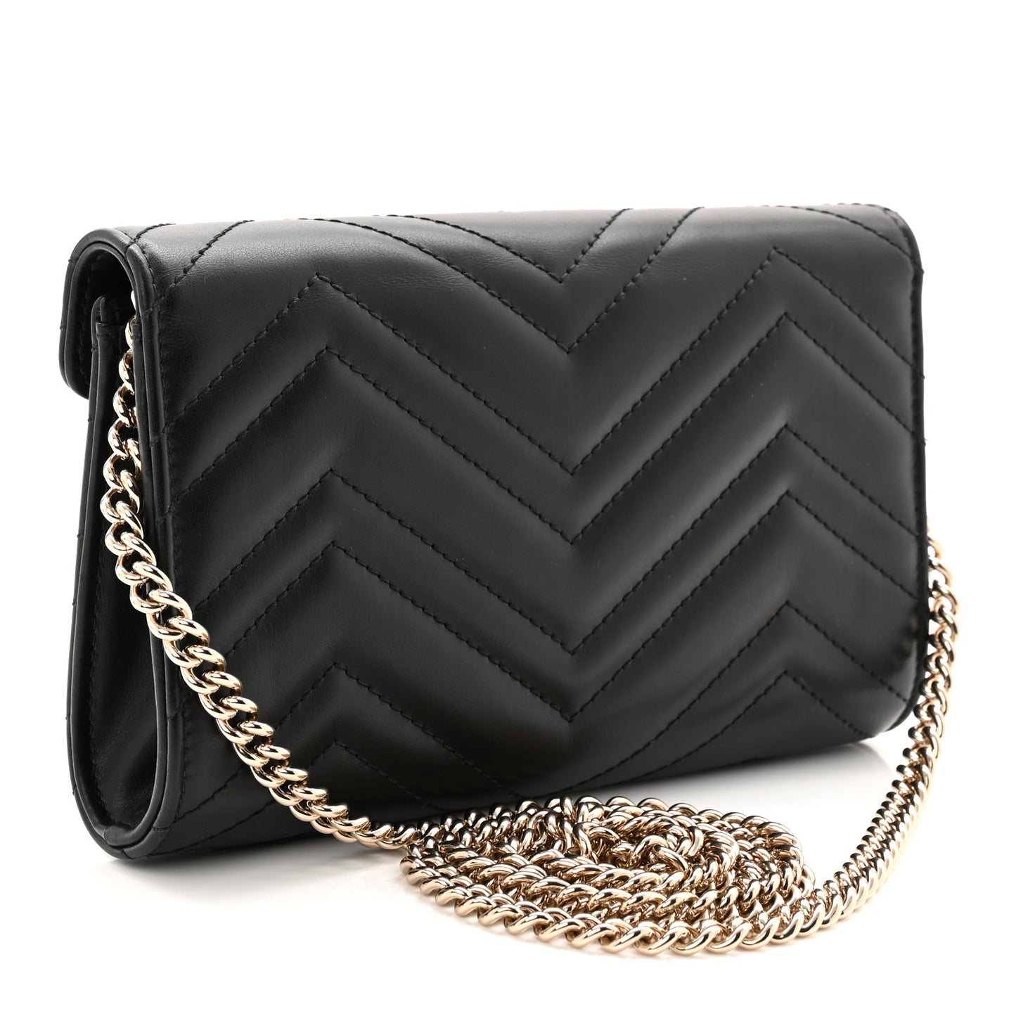 Calfskin Matelasse GG Marmont Wallet on Chain Black
