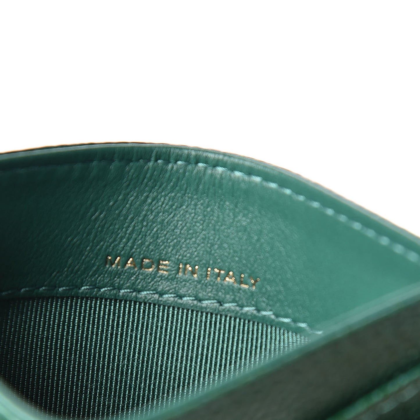 Metallic Caviar Quilted Card Holder Green