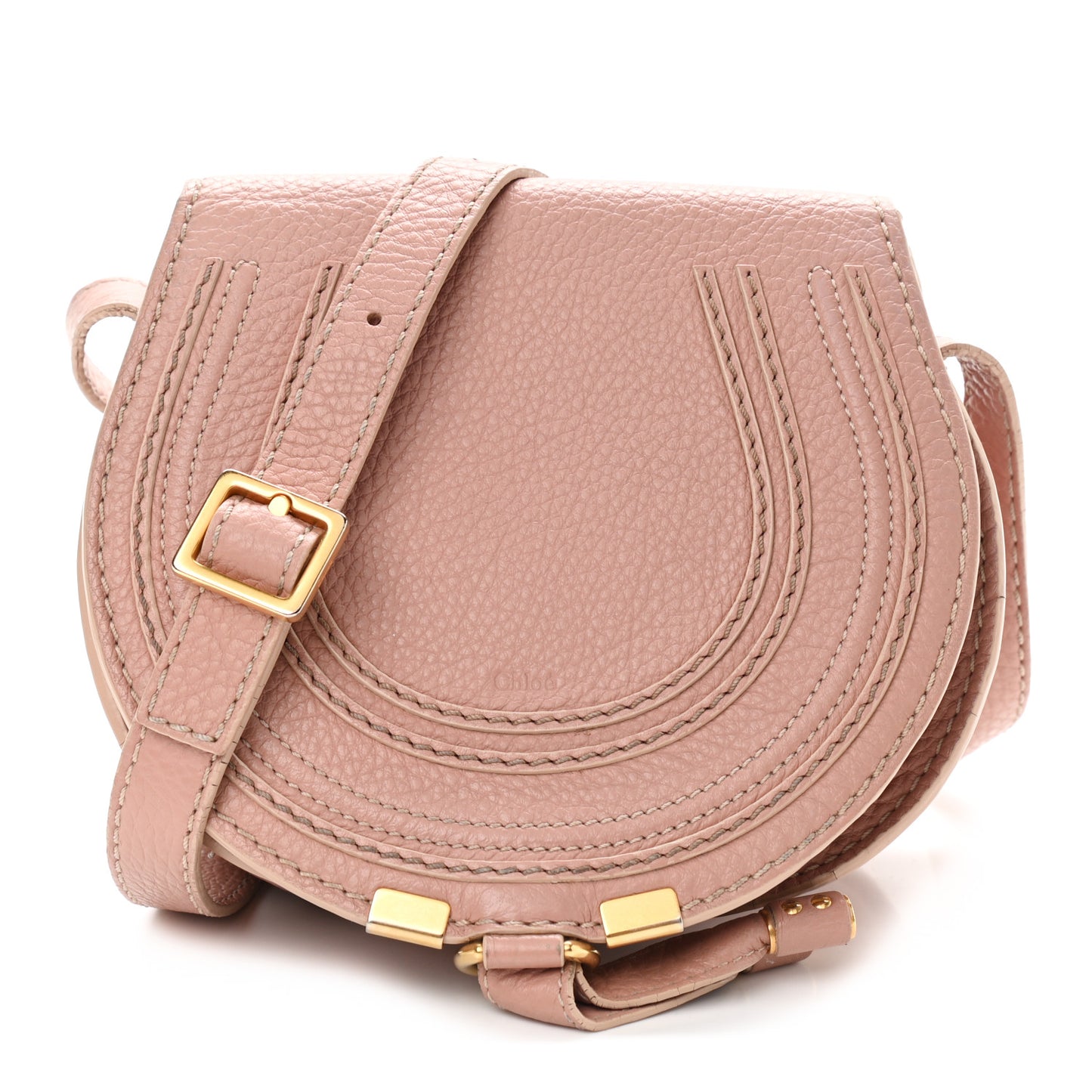 Grained Calfskin Small Marcie Saddle Bag Anemone Pink