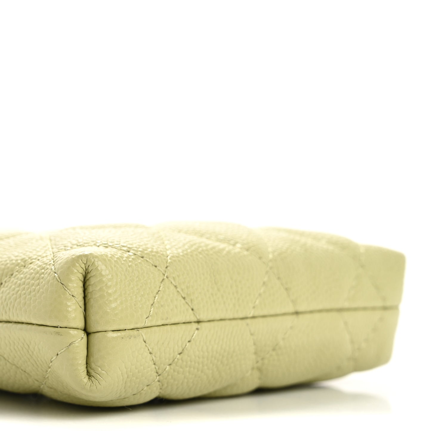 Caviar Quilted French New Wave Phone Holder With Chain Light Green