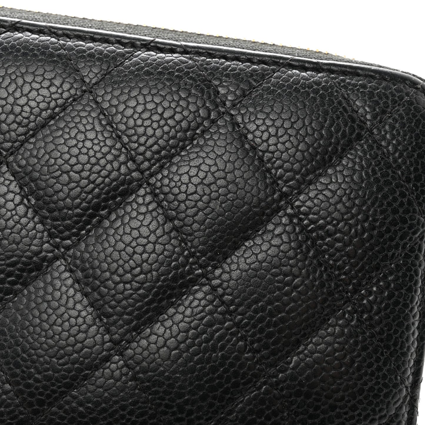 Caviar Quilted Large Gusset Zip Around Wallet Black