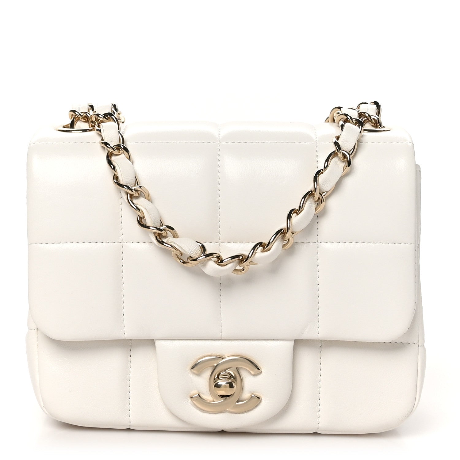 Chanel Lambskin Resin Crystal Square Quilted Monacoco Mini Square Flap White 1 of 10