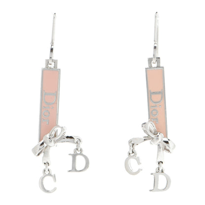 Christian Dior Enamel Bow Earrings Pink Silver 1 of 4