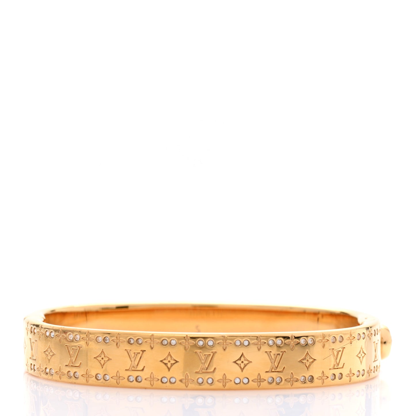 Brass Crystal Monogram Nanogram Strass Cuff S Gold