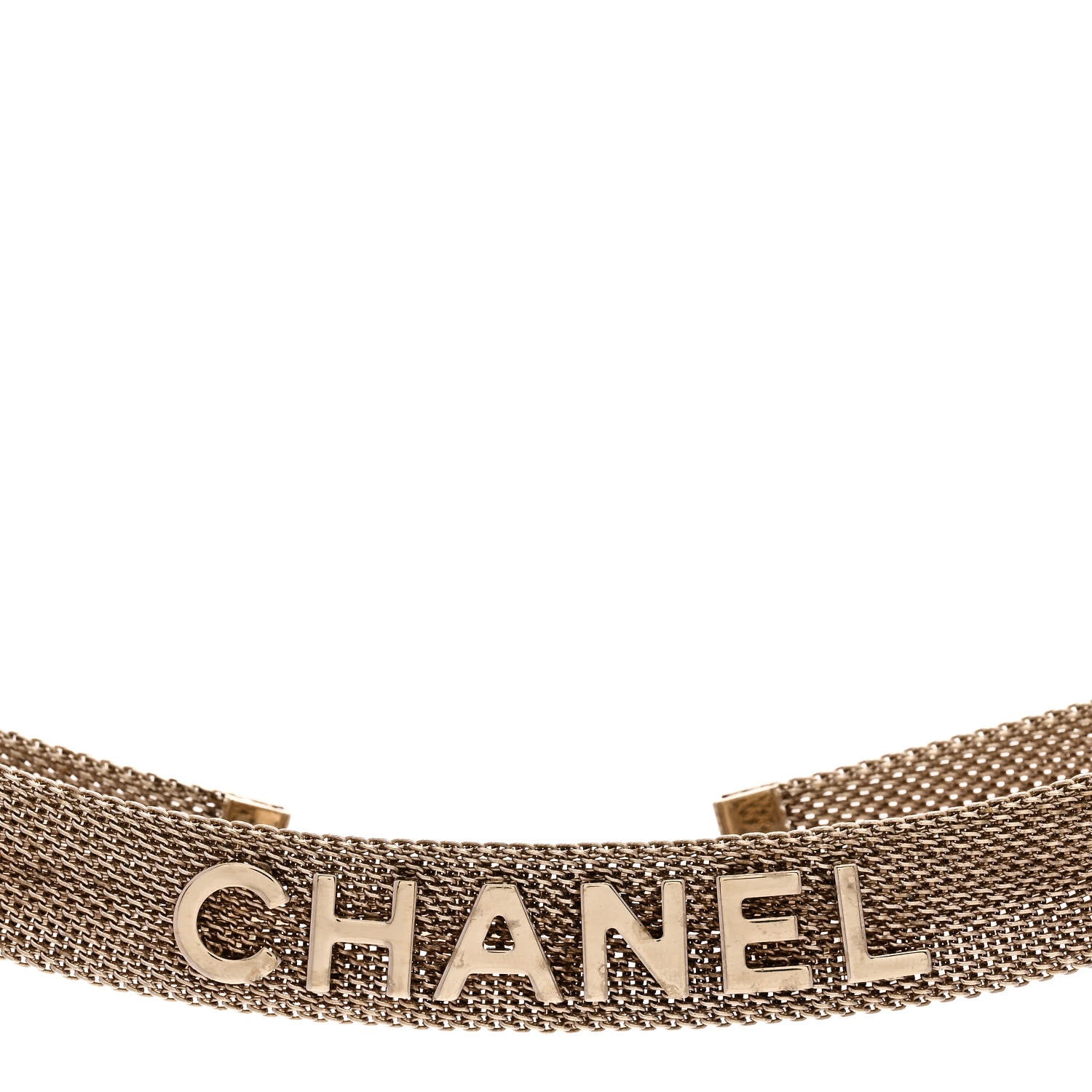Chanel Mesh Logo Choker Necklace Gold 1 of 5
