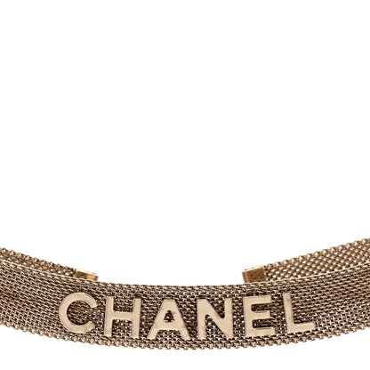 Chanel Mesh Logo Choker Necklace Gold 1 of 5