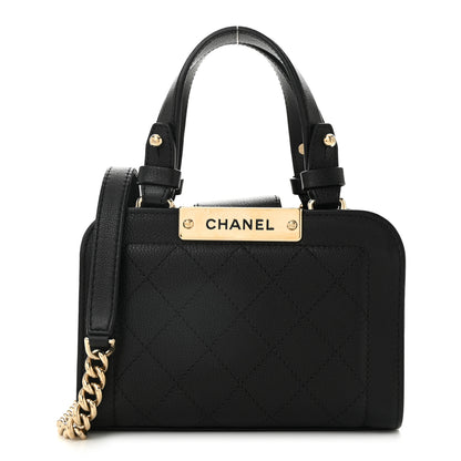 Chanel Grained Calfskin Stitched Mini Label Click Shopper Tote Black 1 of 11