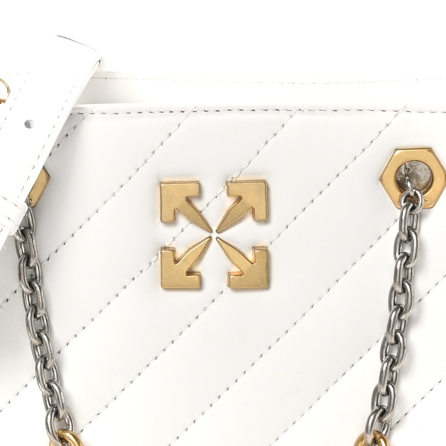 Off-White Calfskin Diagonal Quilted Jackhammer 25 Tote White 7 of 9