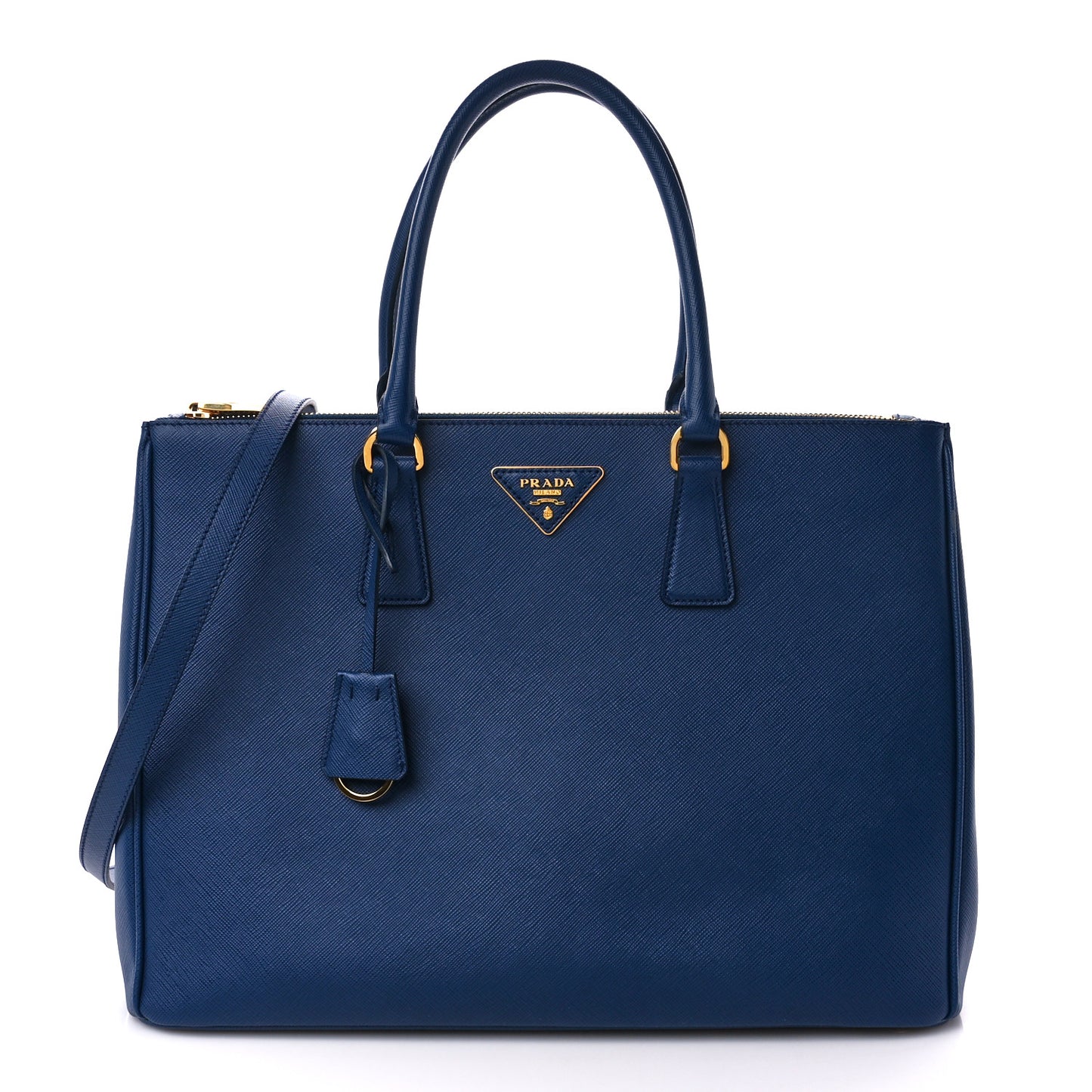 Saffiano Lux Large Galleria Double Zip Tote Bluette