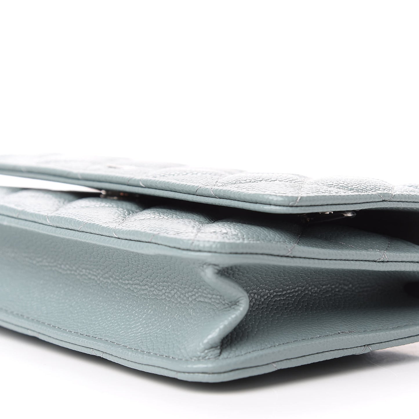 Caviar Quilted Wallet On Chain WOC Light Blue