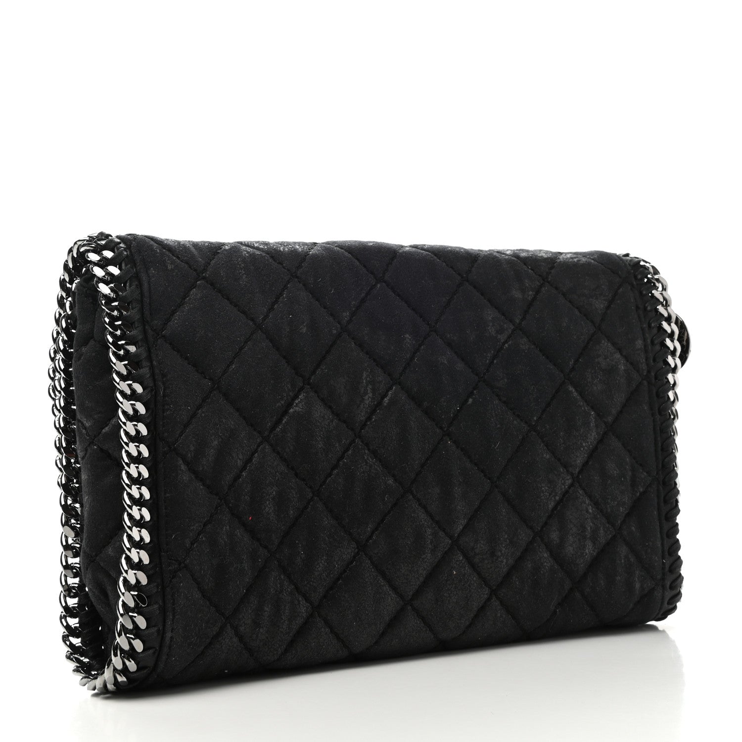 Stella McCartney Shaggy Deer Quilted Falabella Fold Over Clutch Black 3 of 8