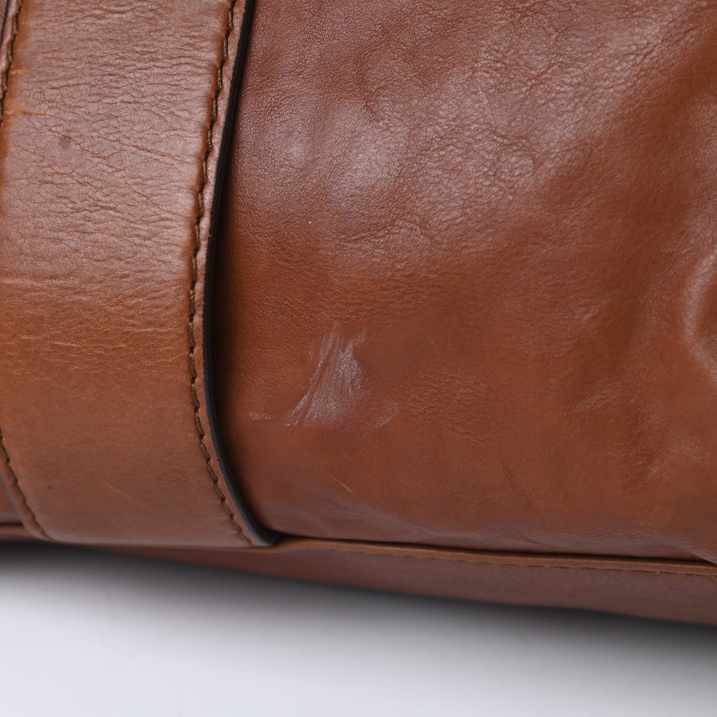 Washed Calfskin Medium Soft Stirrup Shoulder Bag Brown