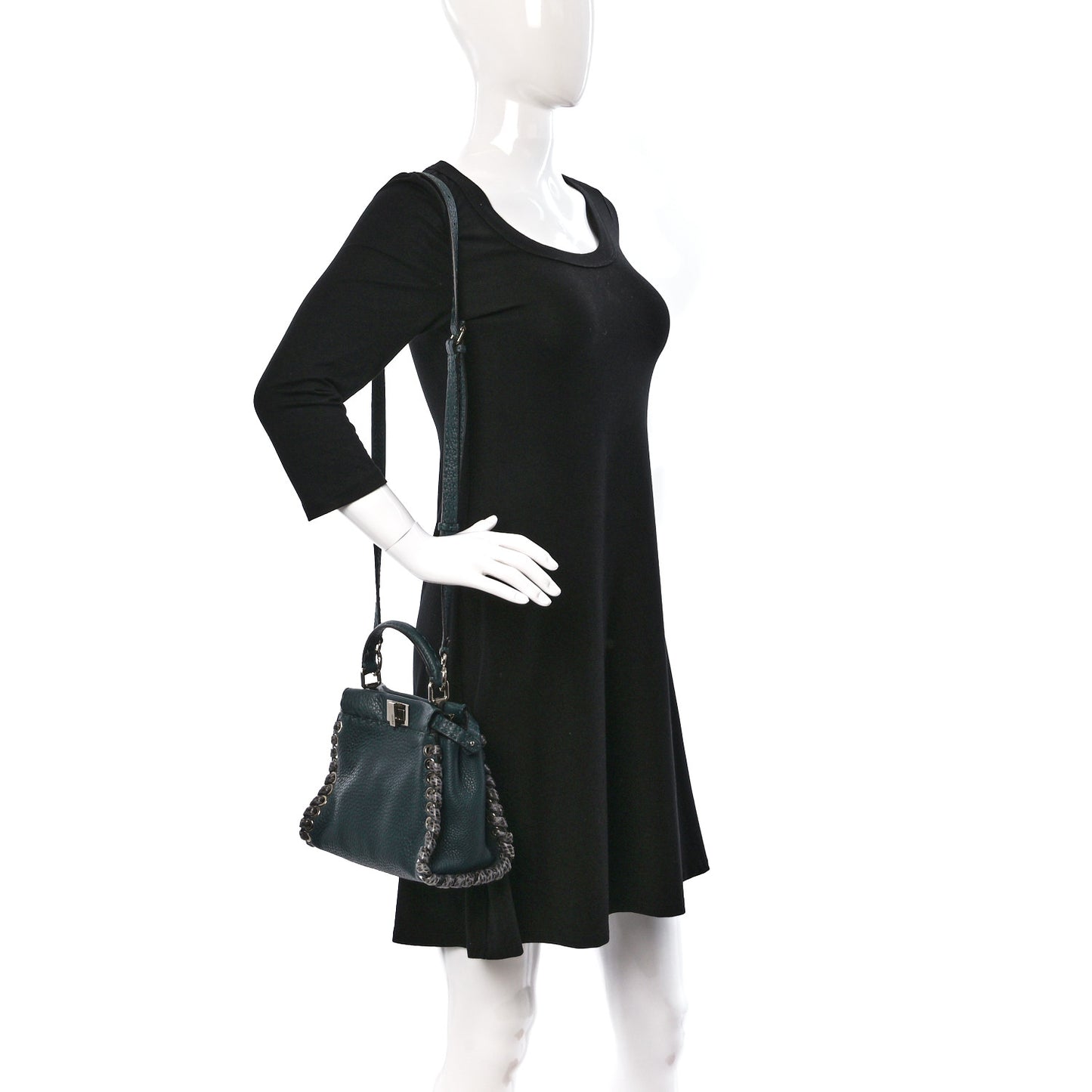 Cuoio Romano Elaphe Selleria Lace Up Bi-Color Mini Peekaboo Iconic Satchel Amazzonia