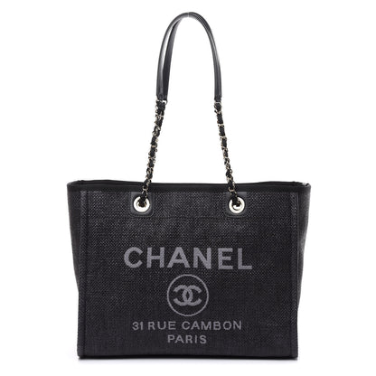 Chanel Woven Straw Raffia Small Deauville Tote Black 1 of 11