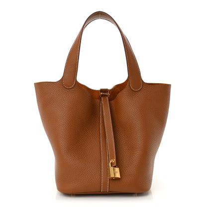 Hermes Taurillon Clemence Picotin Lock 22 MM Gold 1 of 12