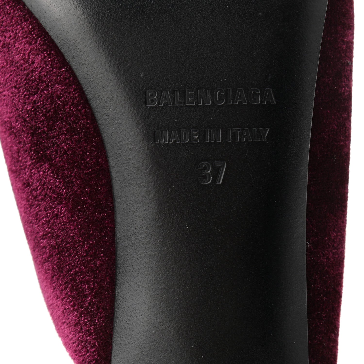 Balenciaga Stretch Velvet Pointed Toe BB 40mm Mules 37 Rouge Prune 6 of 9