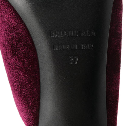 Balenciaga Stretch Velvet Pointed Toe BB 40mm Mules 37 Rouge Prune 6 of 9
