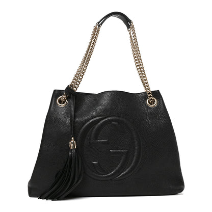 Gucci Pebbled Calfskin Medium Soho Chain Shoulder Bag Black 1 of 10