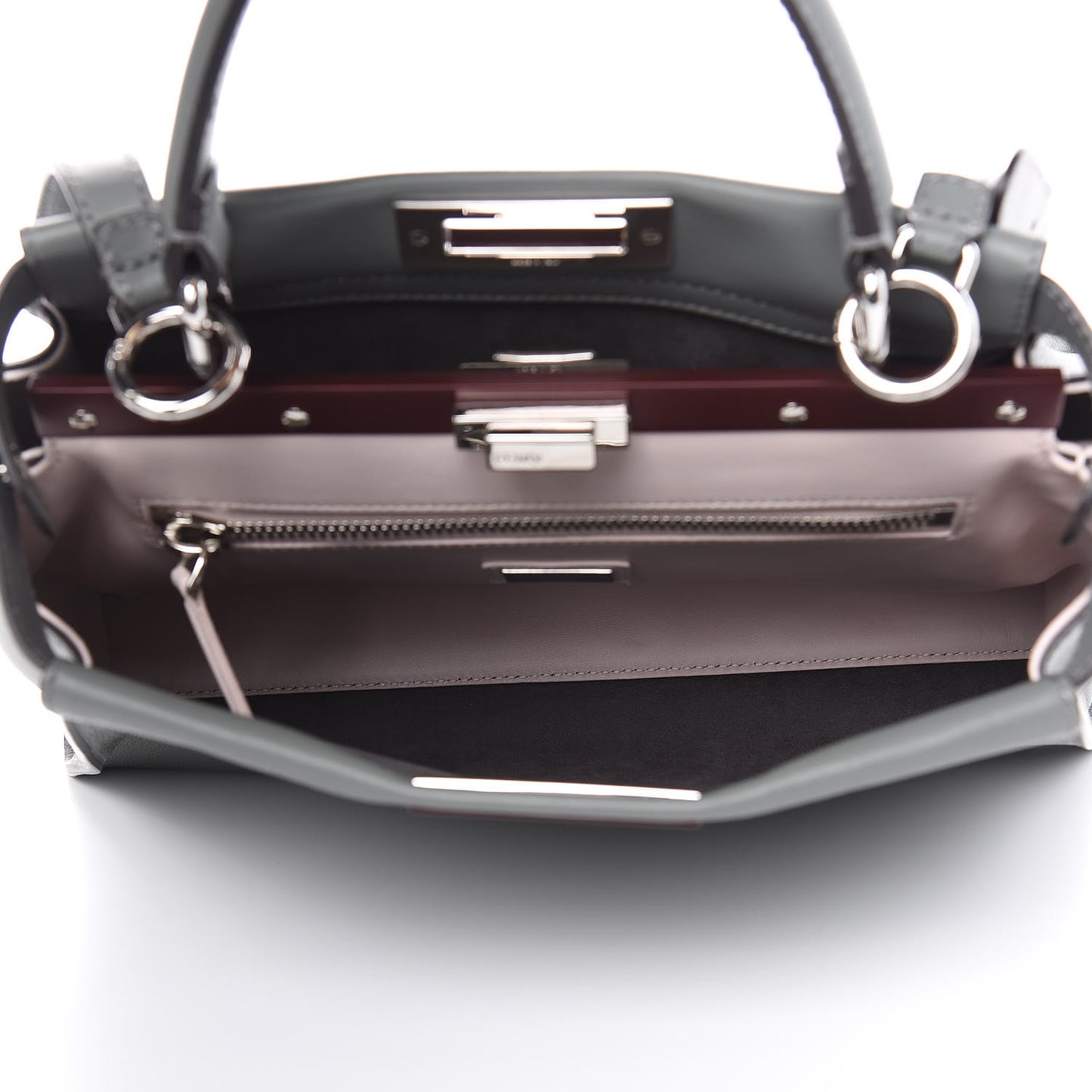 Vitello Seta Shiny Nappa Medium Peekaboo Iconic Satchel Alga Rosa Doll