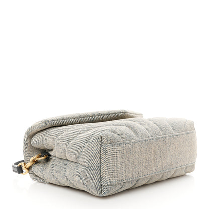Saint Laurent Denim Y Quilted Monogram Toy Loulou Crossbody Bag Grey 4 of 11