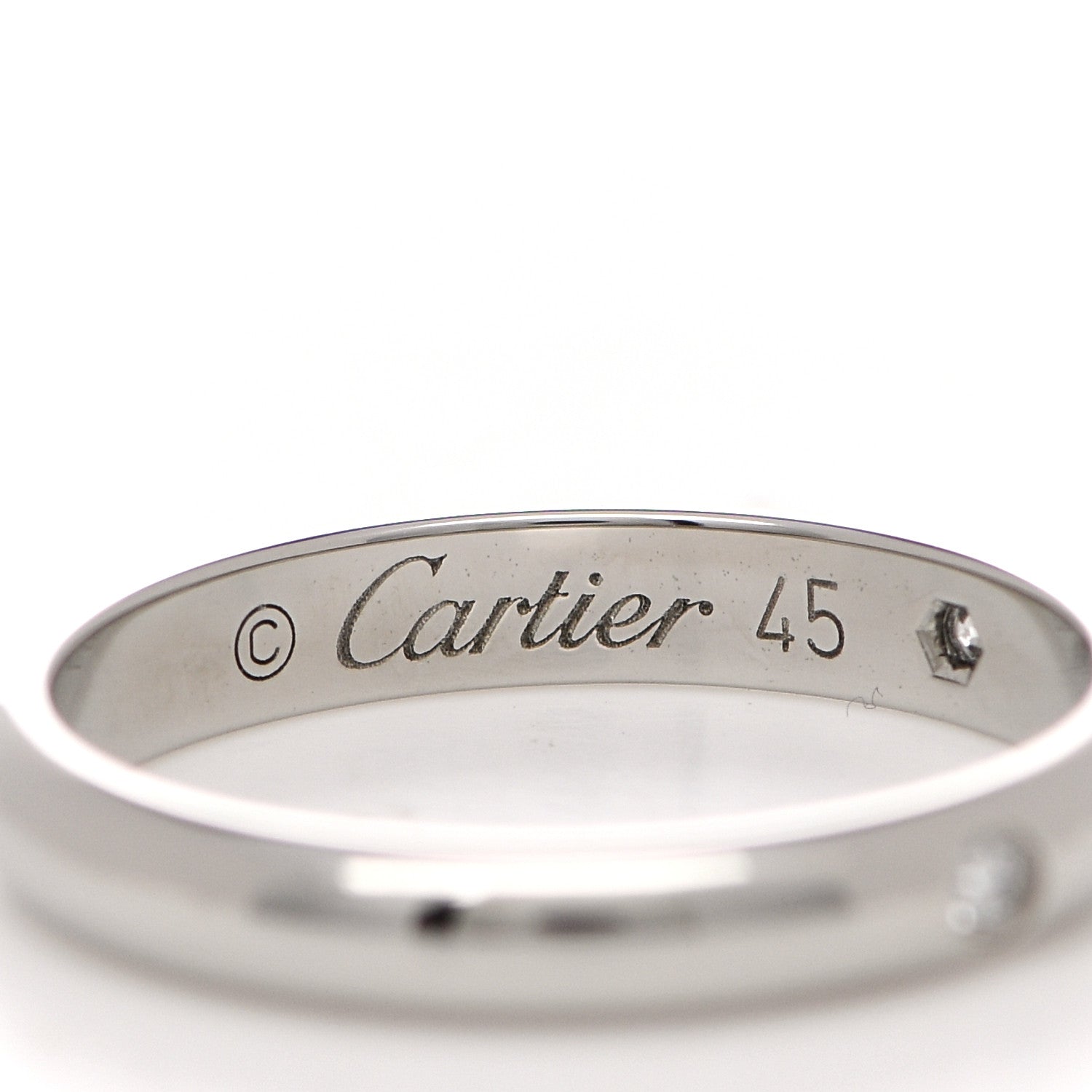 Cartier Platinum 3 Diamond 2.6mm 1895 Wedding Band Ring 45 3.25 4 of 6