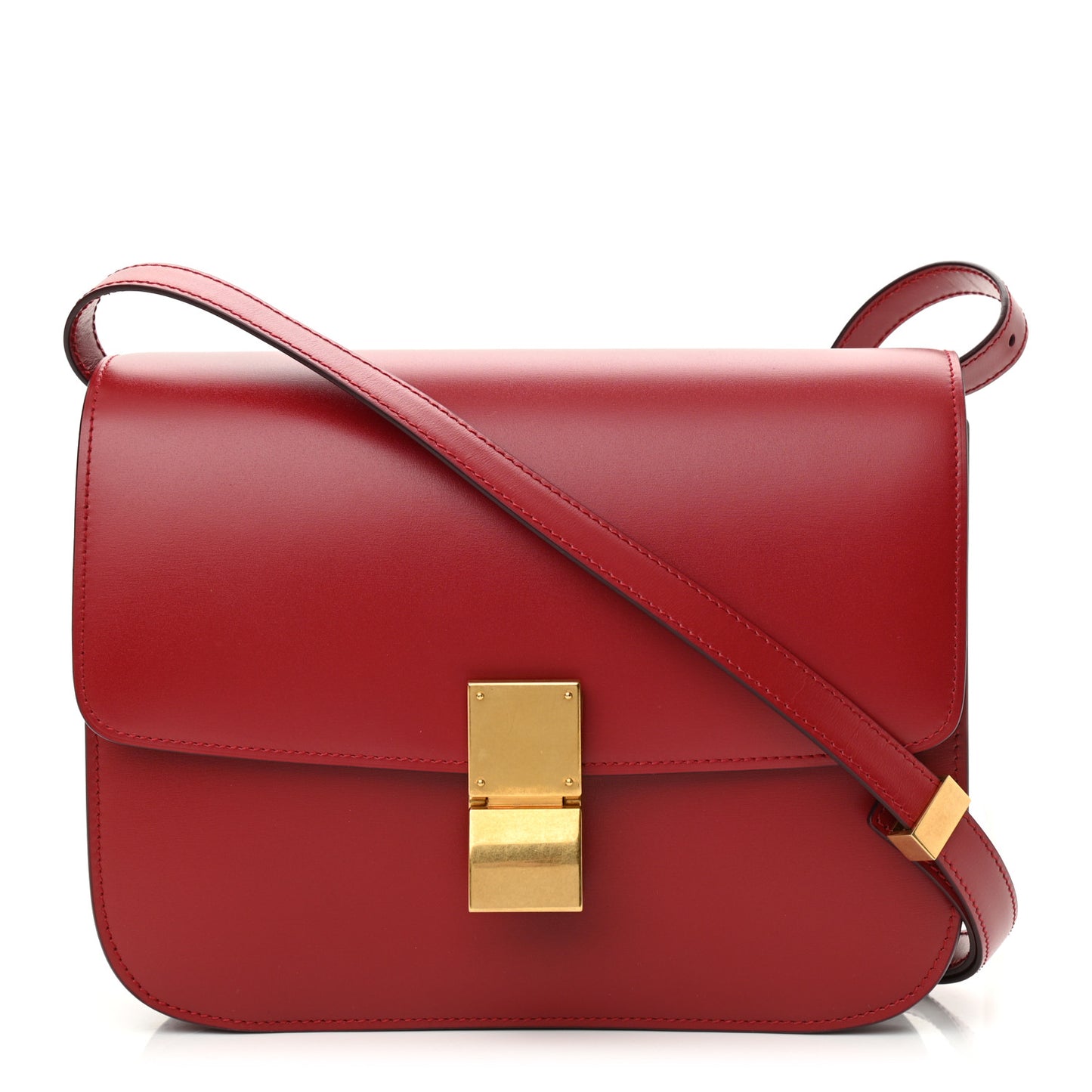 Box Calfskin Medium Classic Box Flap Bag Red