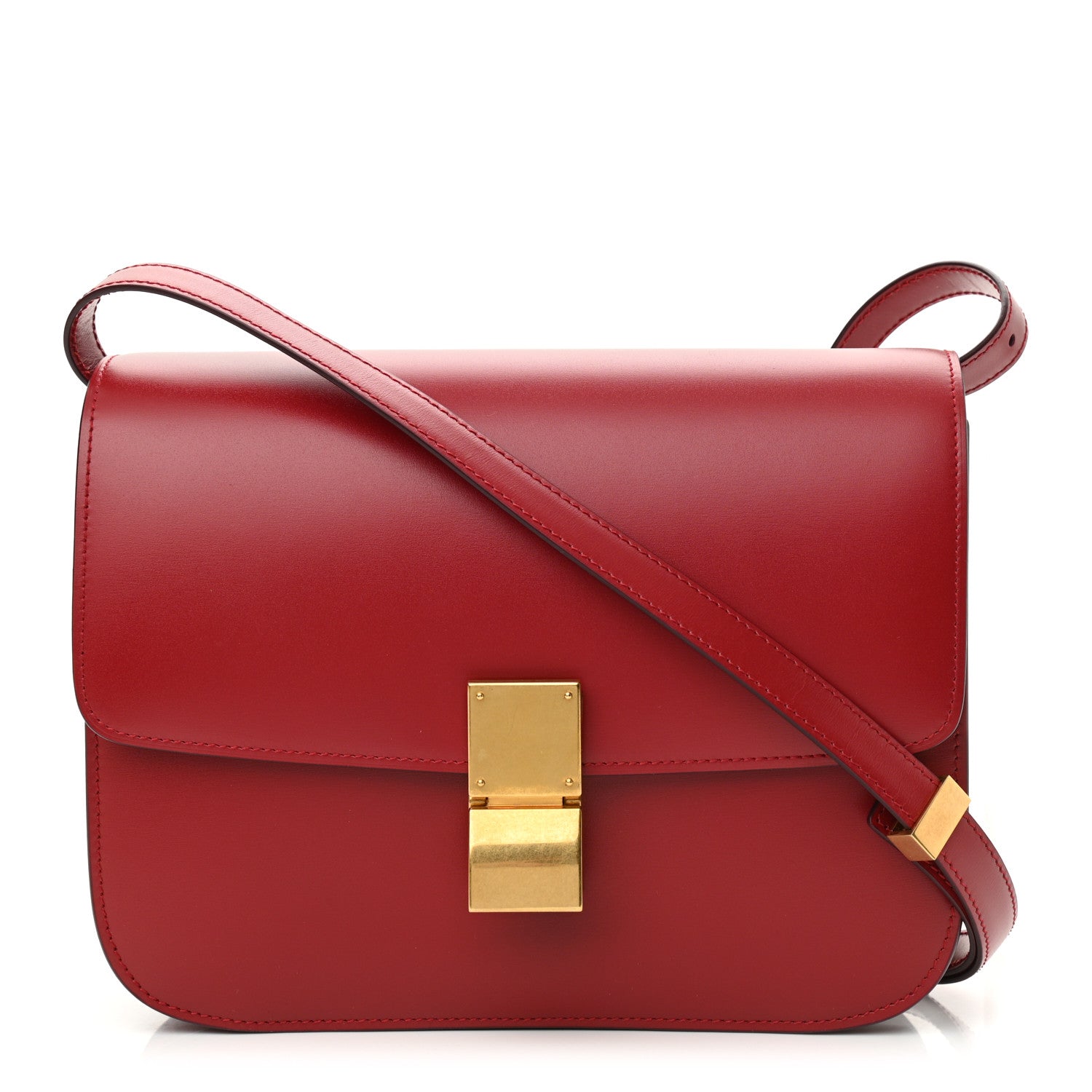 Celine Box Calfskin Medium Classic Box Flap Bag Red 1 of 10