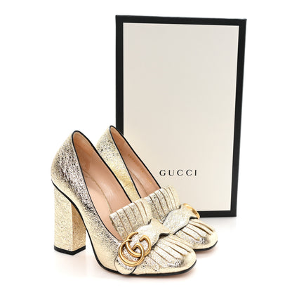 Gucci Galassia GG Marmont Fringe 105mm Loafer Pumps 35 Platino 11 of 11