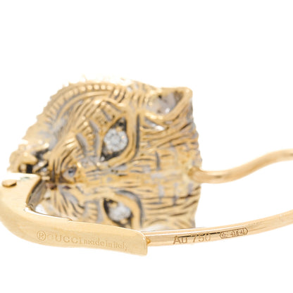 Gucci 18K Yellow Gold Diamond Black Onyx Le Marche Des Merveilles Feline Earrings 5 of 6