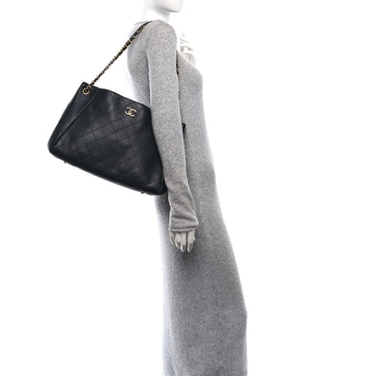 Chanel Grained Calfskin Stitched Large Supple Rock Shopping Black 2 of 10