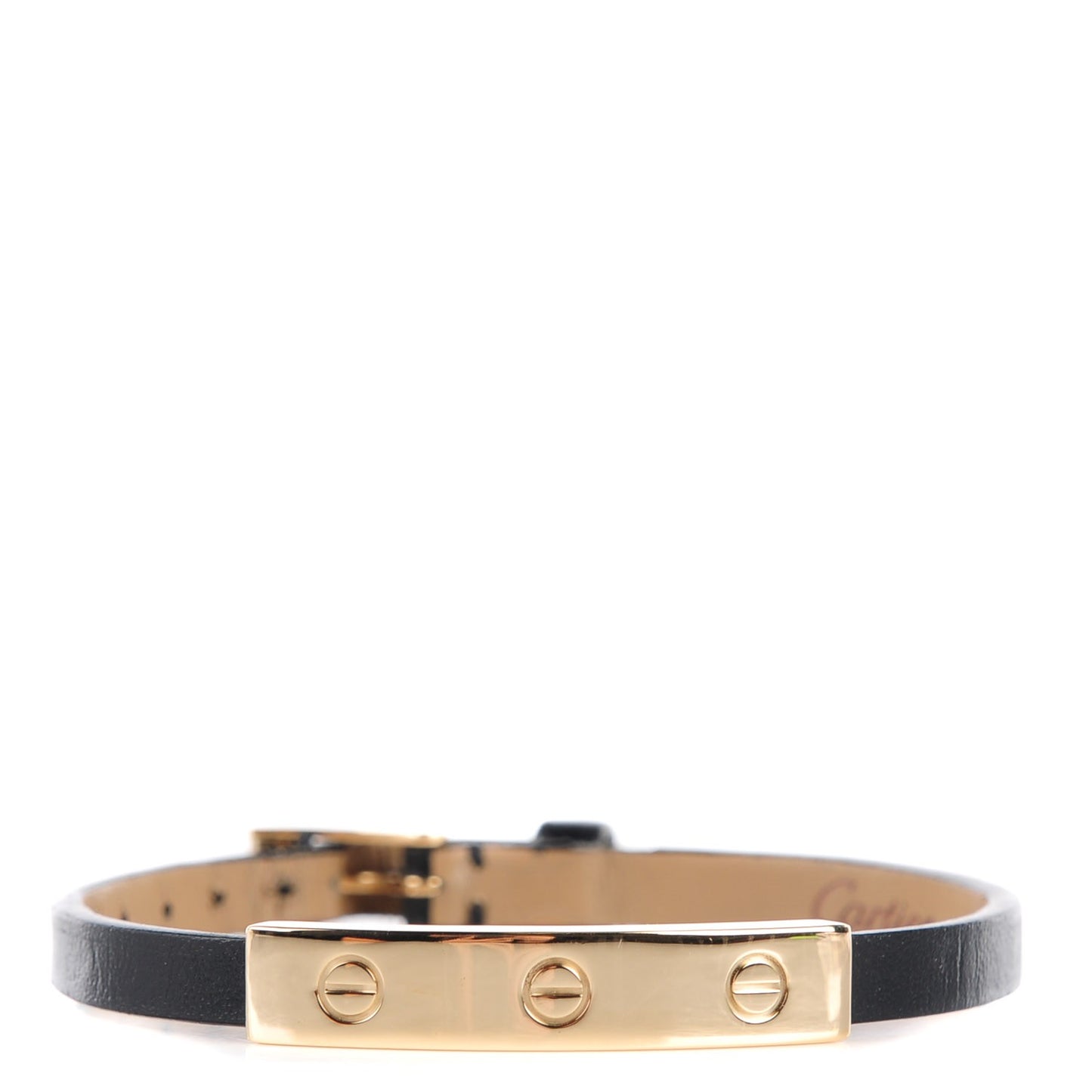18K Yellow Gold Lambskin 3 Motif LOVE Bracelet Black