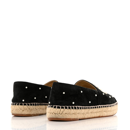 Chanel Suede Pearl CC Espadrilles 38 Black 4 of 12